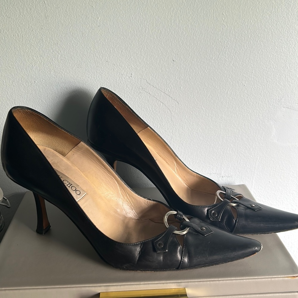 Jimmy choo high heels with metal embellishment